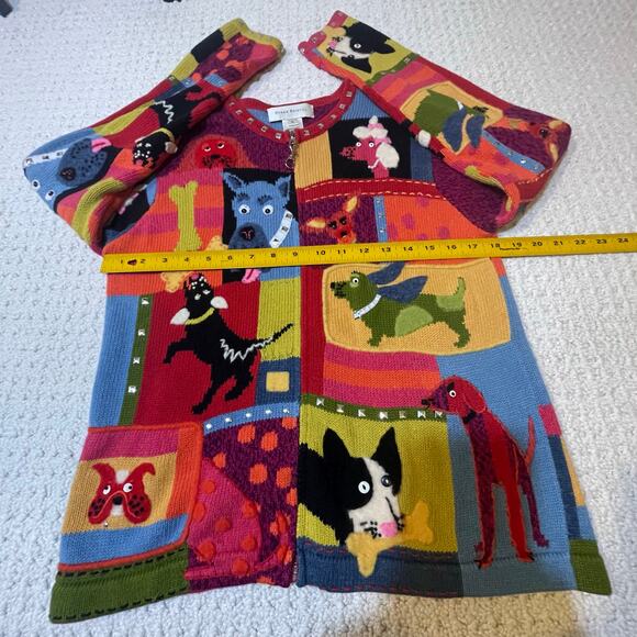 Fun Colorful Patchwork Colorblock Dog Susan Bristol Cotton Appliqué Sweater S - Picture 9 of 9